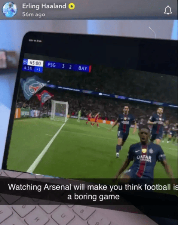 一语成谶！哈兰德看巴黎5-4拜仁揶揄阿森纳 偏偏说中了